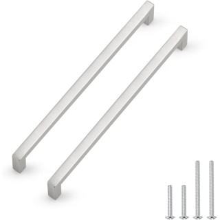 50 Pack Hole Centers 10 inch 256mm Square Kitchen Cabinet Handles,Brushed Satin Nickel Kitchen Cabinet Pulls,Stainless Steel Dresser Drawer Handles