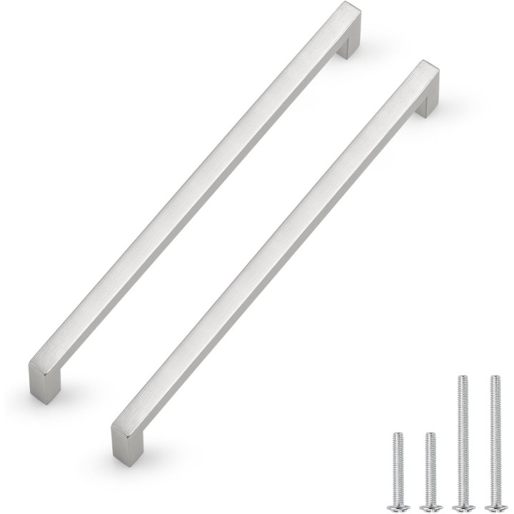 50 Pack Hole Centers 10 inch 256mm Square Kitchen Cabinet Handles,Brushed Satin Nickel Kitchen Cabinet Pulls,Stainless Steel Dresser Drawer Handles