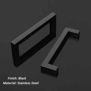 50 Pack Square Black Kitchen Cabinet Pulls,Stainless Steel 5inch Hole Centers Black Cabinet Handles,Square Corner Bar Black Dresser Drawer Pull Handles