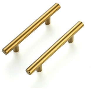 30 Pack 5 Inch Cabinet Pulls Brushed Brass Stainless Steel Kitchen Drawer Pulls Cabinet Handles 5”Length, 3” Hole Center