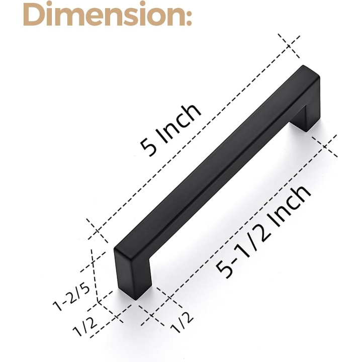 40 Pack 5 Inch Kitchen Square Cabinet Handles Matte Black Cabinet Pulls Black Drawer Pulls Kitchen Cabinet Hardware Kitchen Handles for Cabinets Cupboard Handles Drawer Handles