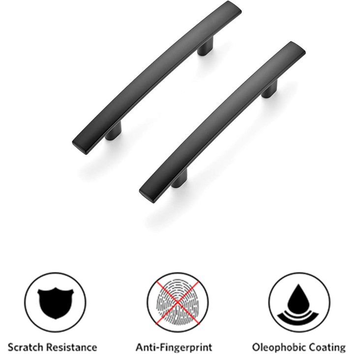 30 Pack | 5-3/16'' Curved Cabinet Pulls Matte Black Kitchen Drawer Pulls Arch Cabinet Handles 5-3/16”Length, 3” Hole Center