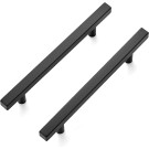 60 Pack 7.38'' Square Cabinet Pulls Matte Black Stainless Steel Kitchen Drawer Pulls Cabinet Handles 7-3/8”Length,5” Hole Center