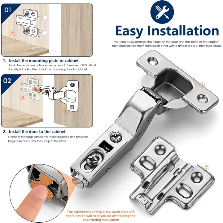 60 Pack 30 Pairs European Kitchen Cabinet Hinges Soft Close Insert Cabinet Door Hinges Heavy-Duty Frameless Adjustable Concealed Cabinet Cup Hinge