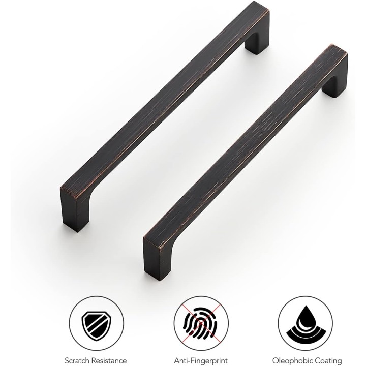10 Pack Solid 5 Inch Kitchen Square Cabinet Handles Oil-Rubbed Bronze Cabinet Pulls Drawer Pulls Kitchen Cabinet Hardware Kitchen Handles