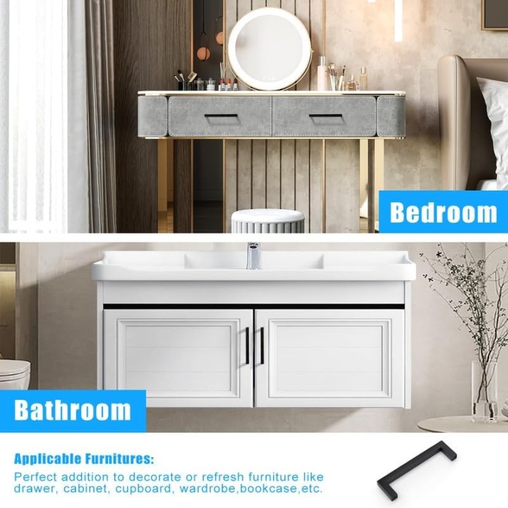 30 Pack 5 Inch Black Cabinet Handles Drawer Pulls, Dresser Handles Kitchen Cabinet Pulls 5", Modern Cupboard Handles Stainless Steel