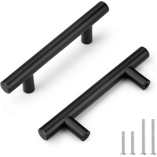 100 Pack Black Kitchen Cabinet Handles,Hole Centers 3inch Black Dresser Drawer Pull Handles,Stainless Steel Cabinet Pulls for Kitchen Bedroom 5inch Length